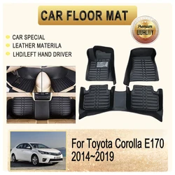 Car Floor Mats For Toyota Corolla E170 2014~2019 Leather Pad Foot Carpet Left Hand Driver Rug Inner Liner Covers Car Accessories