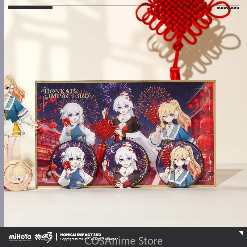 Mihoyo juego oficial de Anime Honkai Impact 3 Kiana Theresa caja de regalo insignia Pin soporte acrílico Cosplay 2025 regalo colección de seguidores
