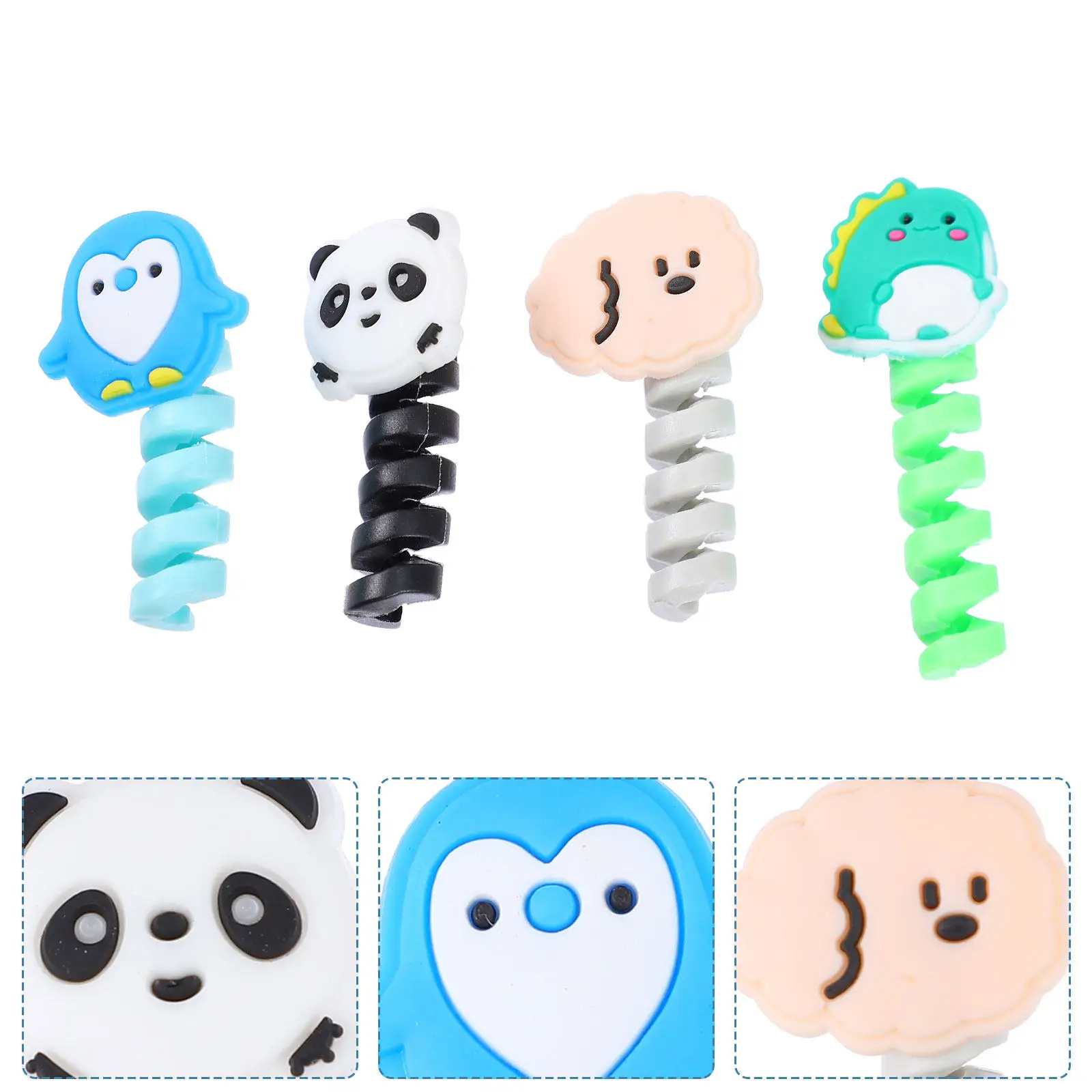 20Pcs Data Line Organizers Silicone Spiral Cable Wrappers Black Blue Green Grey Multipurpose Wire Protectors Desktop Cable