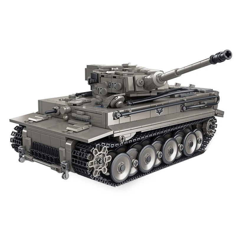 Veicolo militare telecomandato 2.4Ghz World War Technical PZKF VI Ausf. E Tiger I Tank Build Block WW2 Army Figure Brick RC Toy