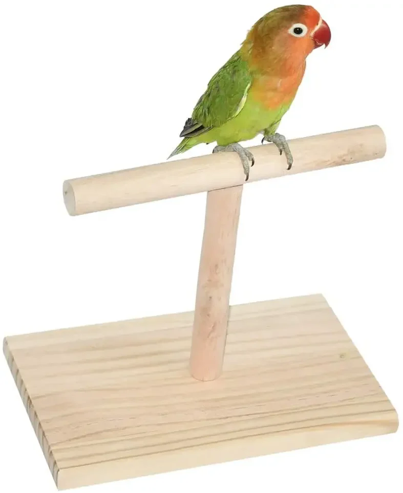 Parrot Playstand Perch Bird Play Stand Wood Playground with Feeder Cups Hanging Swing Ladders Small Animals Gym Tabletop Toys