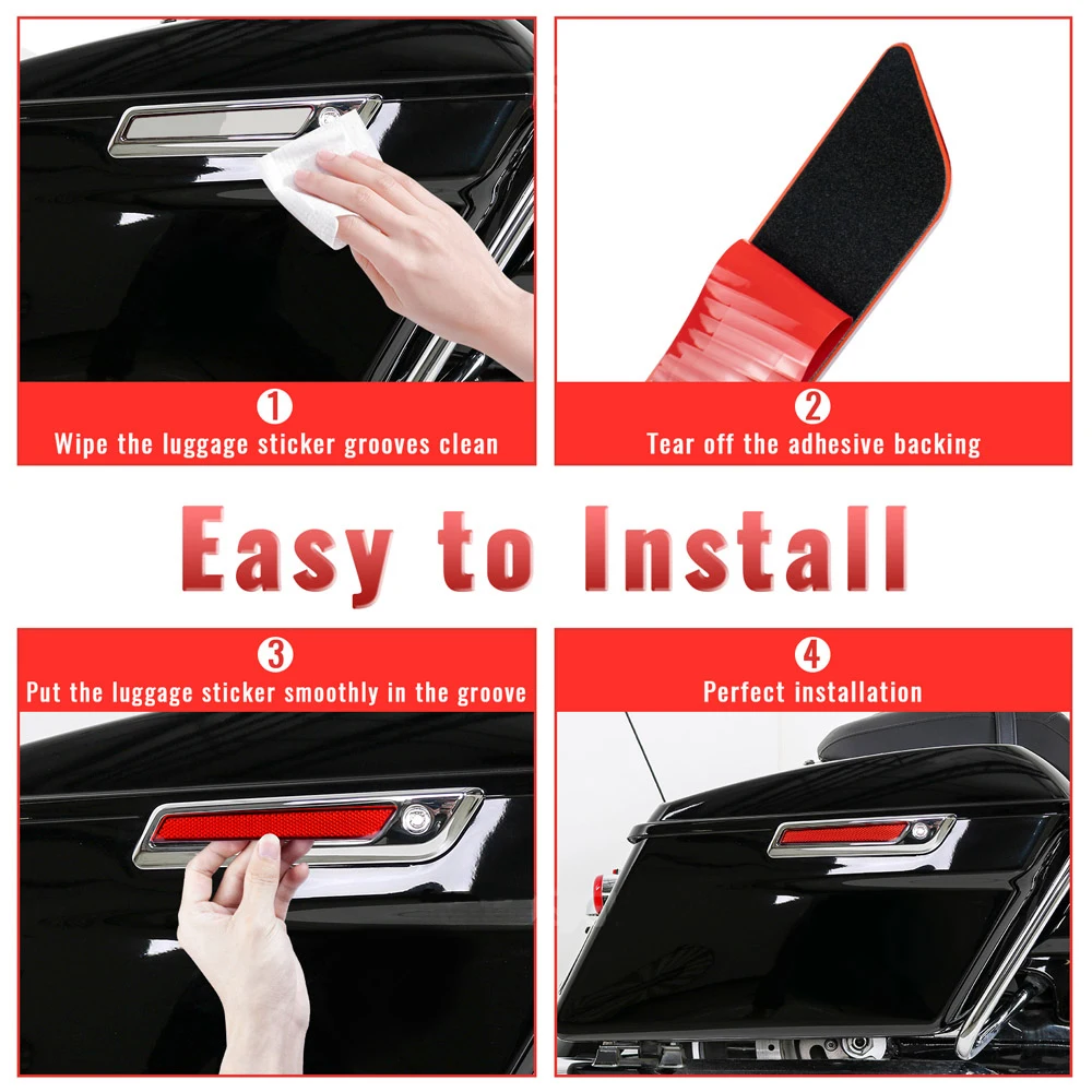 2xMotorcycle Saddlebag Guard Reflector Cover For Harley Touring Street Glide Road King Electra Tri Glide CVO FLT/FLHT 2014-2024