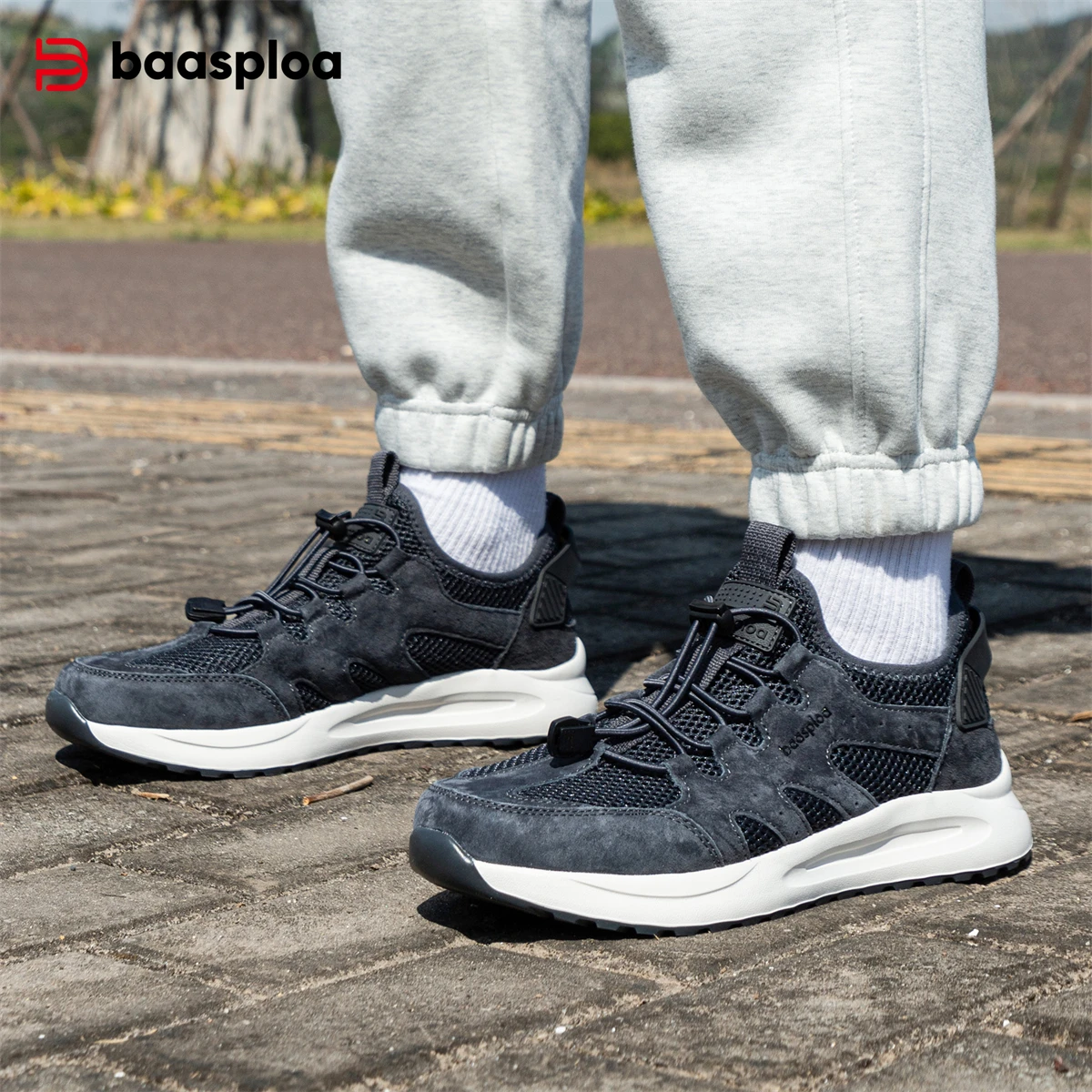 Baasploa-zapatillas de deporte informales para hombre, zapatos cómodos de malla transpirable para caminar, zapatos deportivos clásicos ligeros con banda elástica antideslizante