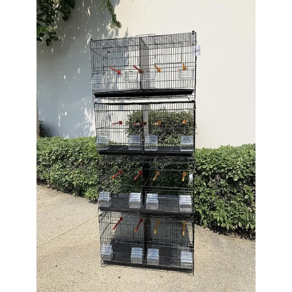 Lot of 4 Stackable Breeding Bird Cage for Canary Finch Small Birds (Black)