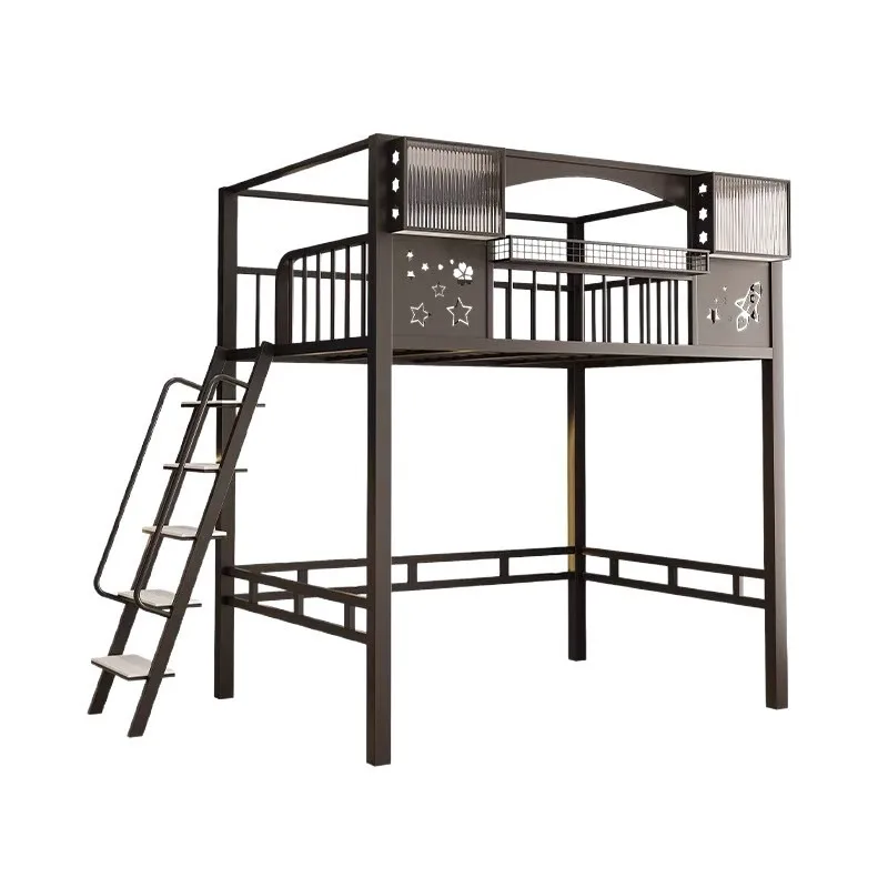 Student wrought iron elevated bed saves space, single bed attic bed under empty wrought iron bed household elevated bed