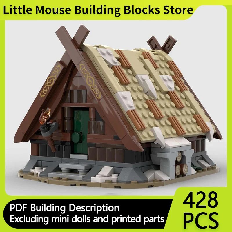 Medieval Street View Model MOC Building Bricks Viking Small Hut Modular Technology Gifts Holiday Assemble Children Toys Suit