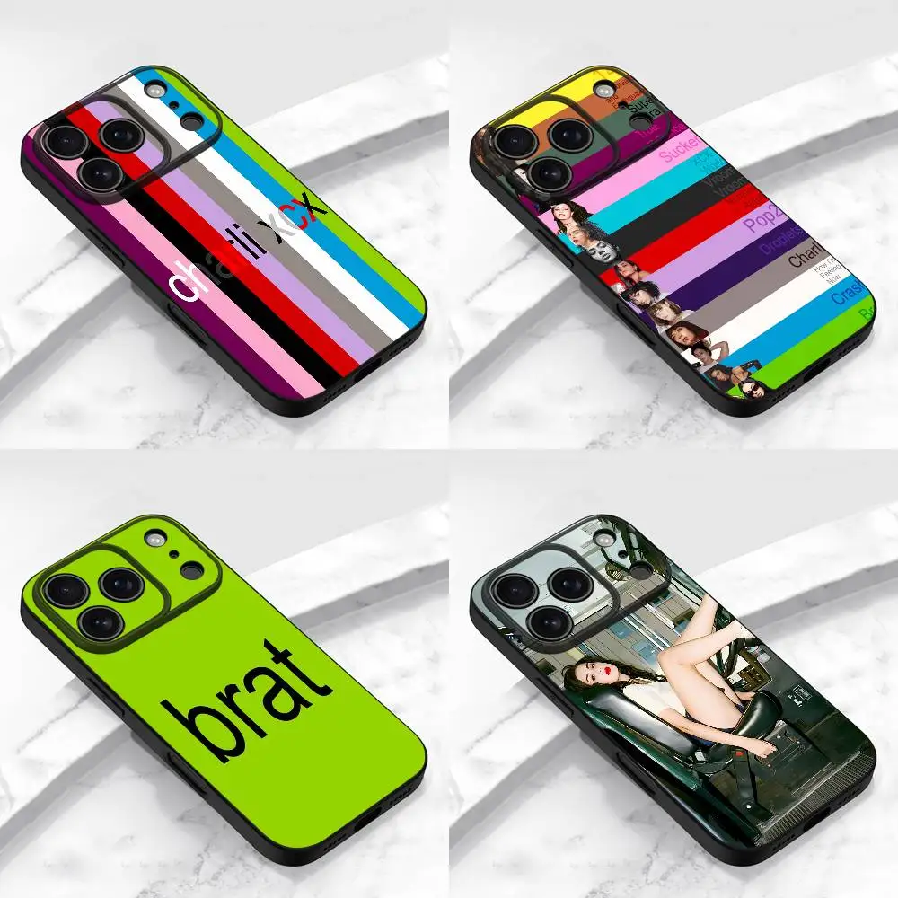 

C-Charli xcx Brat Crash Sucker Pop 2 Phone Case For iPhone 17,16,15,14,13,12,11,Pro,Max,Plus,E,Air,Mini Protective Black Cover