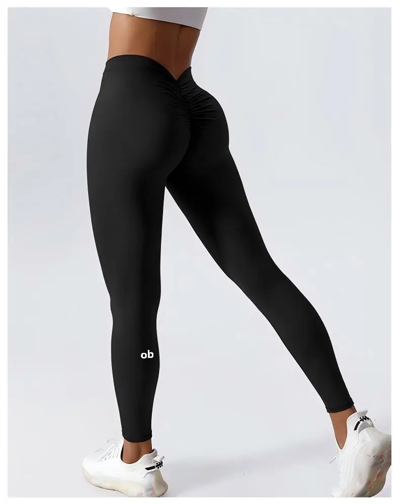 New Women's Yoga Pants with High Waist, V-Shaped Back, Butt-Lifting Peach Shape Design, Bare-Feel Sportswear for Outdoor Wear
