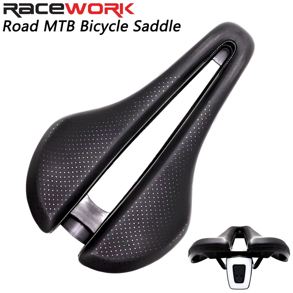 

RACEWORK Hollow Bicycle Saddle MTB Road Bike Saddle Shock Comfortable Absorbing Bike Seat with Bicycle Taillight