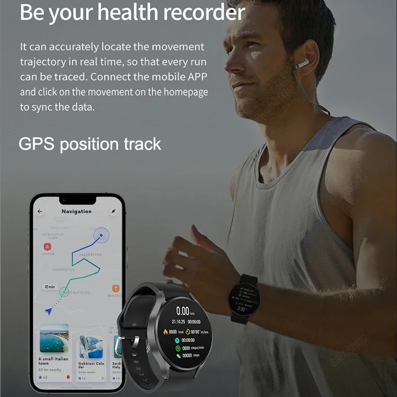 สมาร์ทวอทช์แนวสปอร์ตสำหรับผู้ชาย, นาฬิกาอัจฉริยะโทรผ่านบลูทูธแบบสั่งตัดด้วยเสียงมีอัตราการเต้นหัวใจสำหรับผู้หญิง