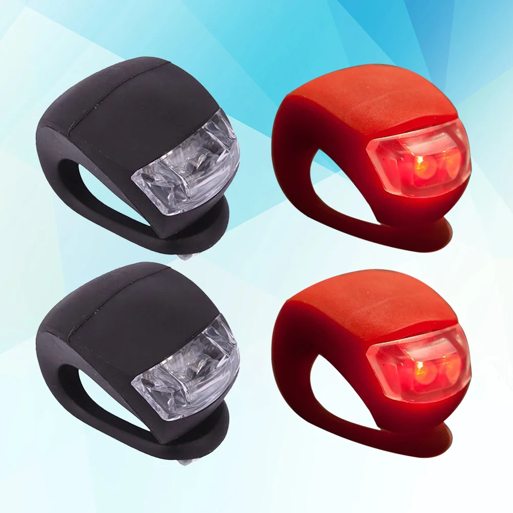 

4pcs Bike Cycling Silicone Front Rear Wheel Safety Light Lamp Set Bright Waterproof Bike Accessorie(2 Black and 2 Red)