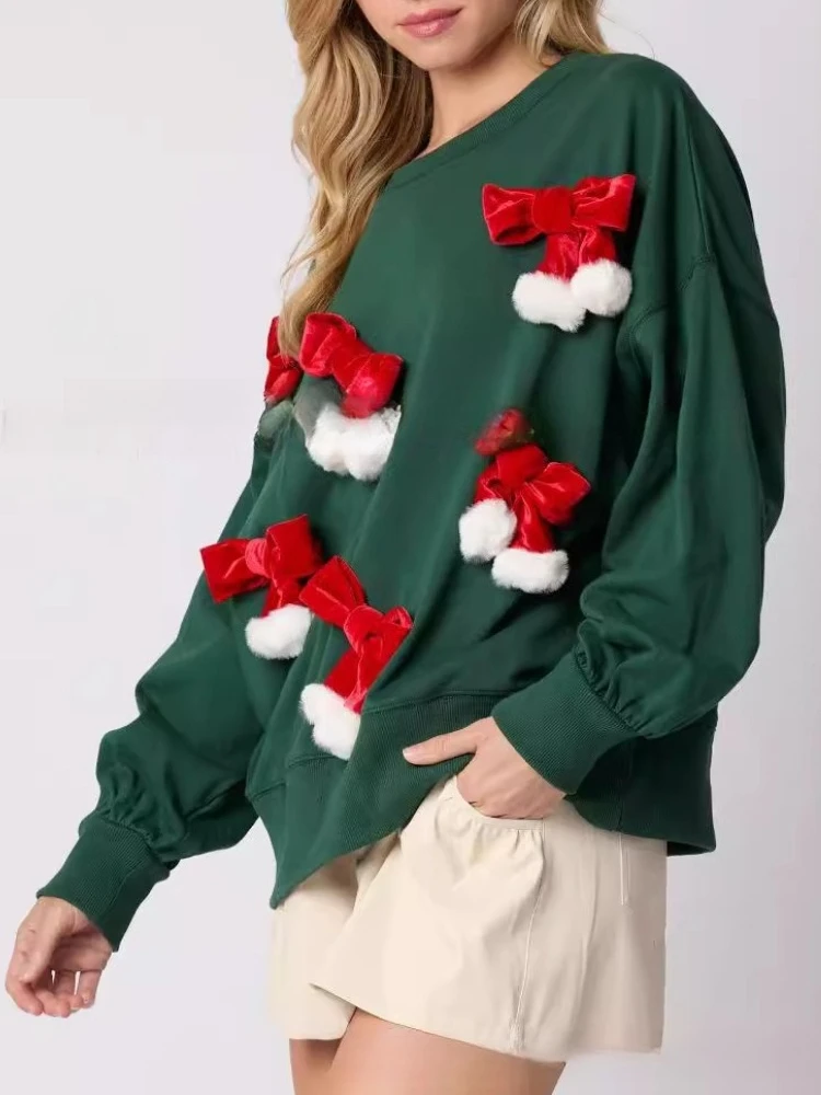 Neu in Weihnachten Pullover Frauen Herbst und Winter Neue O Hals Langarm Gedruckt Mode Lässig Gestrickte Pullover Feminina Top