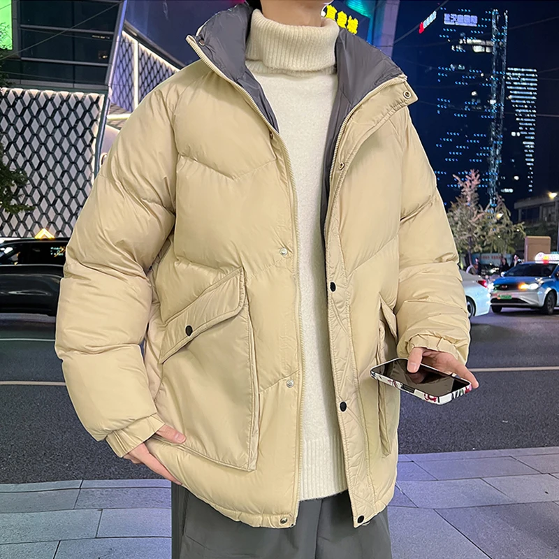 High Quality Men's Cotton-Padded Jackets Winter Casual Solid Windproof Warm Down Coats Outwear Loose Thicken Top Parkas Clothing