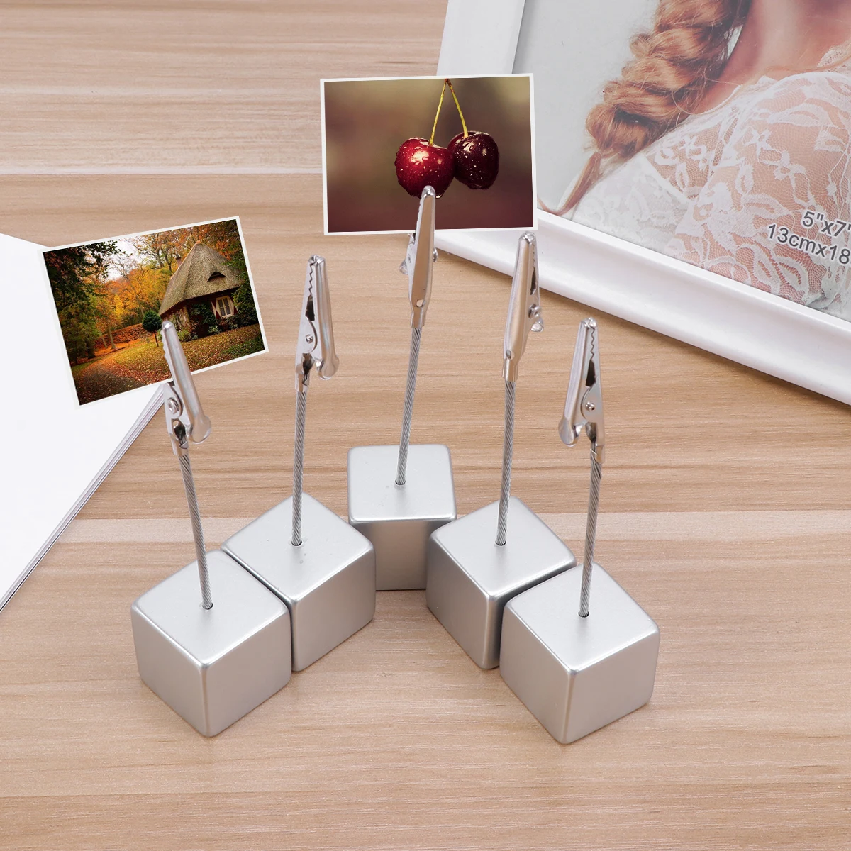 10 Pcs Cube Resin Photo Clip Holder Desk Alligator Clip Memo Holder Business Card Wedding DIY Sweet