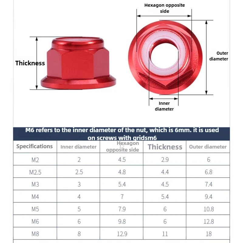 M2-M8 Aluminum Alloy Flange Lock Nuts - Multi-Color with Nylon Ring, Anti-Vibration Fasteners