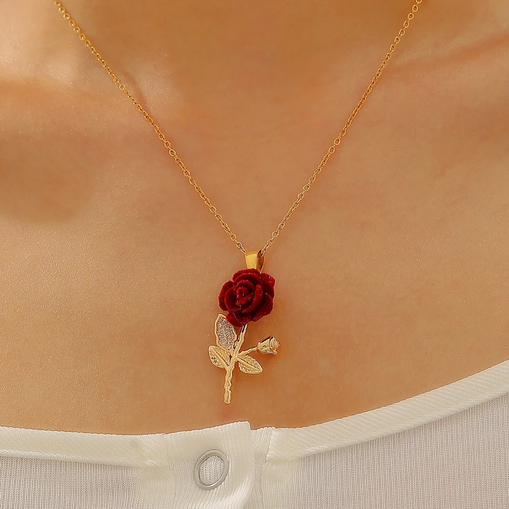 Collar gótico con colgante de corazón rojo y rosa Y2K, joyería de moda informal para mujer, el regalo ideal