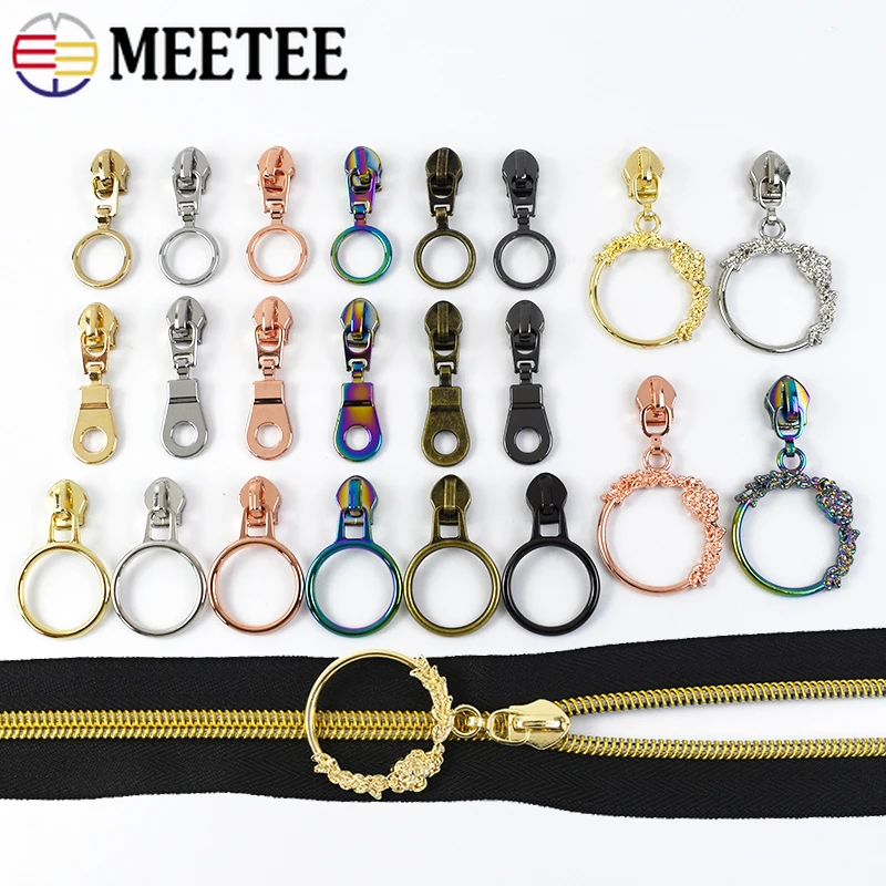 

5/10/20Pcs Meetee 5# Zipper Puller for Nylon Zippers Tape Sewing Zips Slider Bag Clothes Zip Head Closure Headparts Accessories