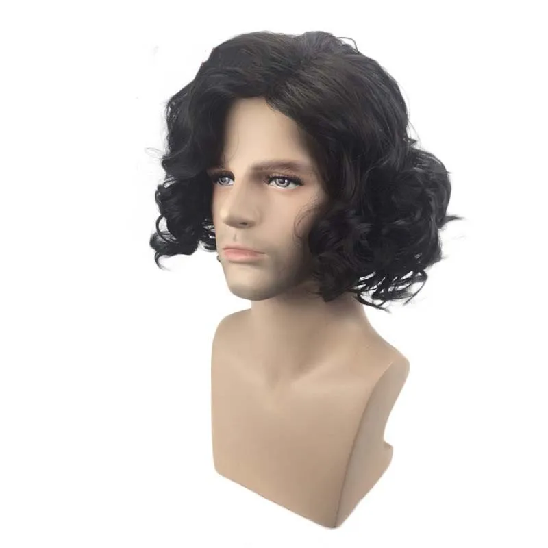 Long Curly Synthetic Wigs Black Wig for Men Cosplay Wigs For Male Wave Hair Fluffy Daily Wear Wig