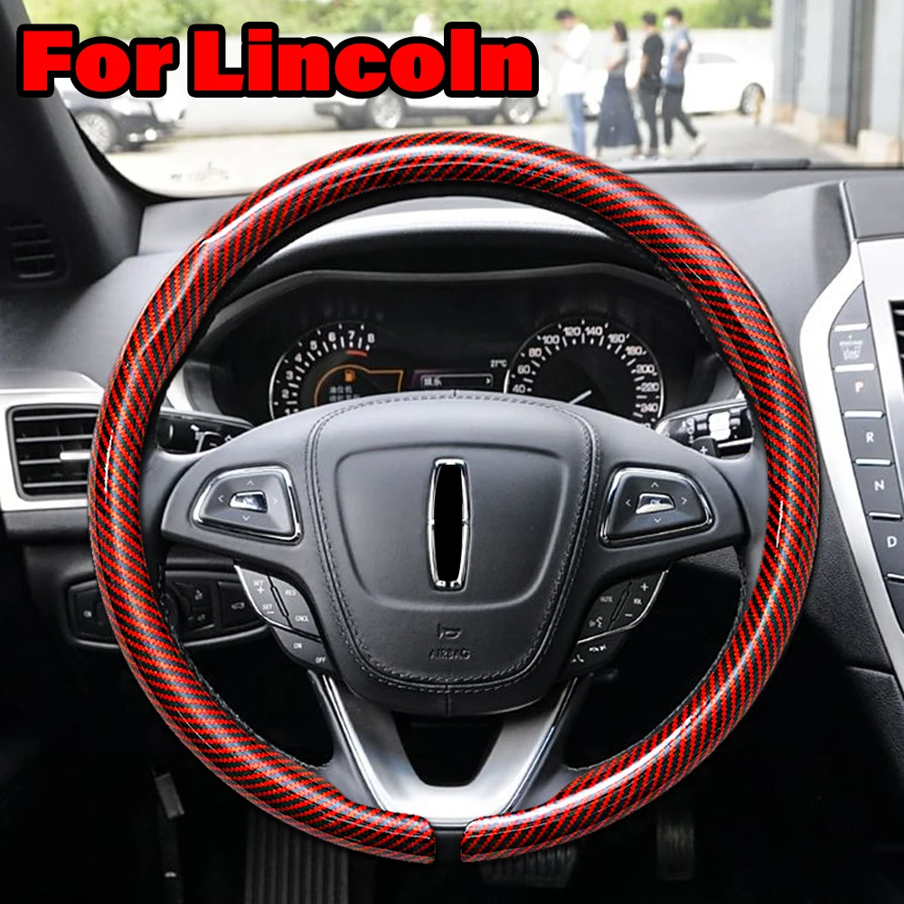 

Чехол на руль Lincoln из углеродного волокна, кожа для Aviator Nautilus Navigator Continental Corsair MKC, автомобильные аксессуары