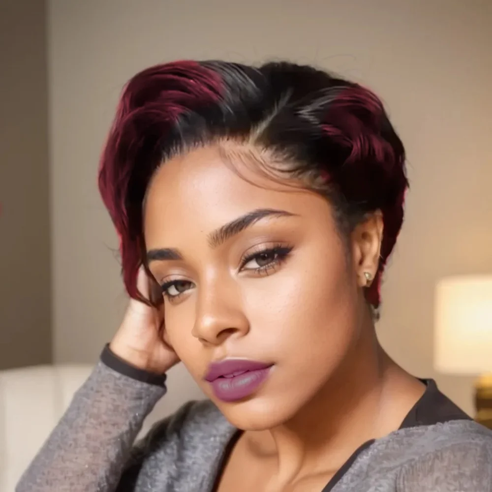 

Brazilian Human Hair 13x4 Lace Front Wig Short Bob Wig with Pre-Plucked Hairline, 180% Density, Free Part Transparent Lace