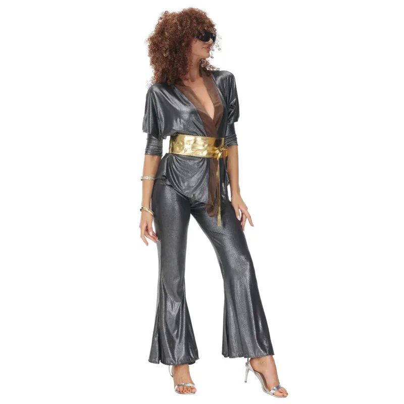 Halloween Hippie Costumes Set Adult Party Women Vintage 70s 80s Disco Stage Performance Dancing Rock Hippies Cosplay Fancy Dress