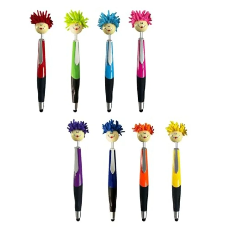 

Забавные ручки PensFunny Mophea Topper, 8 шт., шариковые ручки с плюшевыми волосами, клик-ручки для письма, портативные, милые, мультяшные, многофункциональные