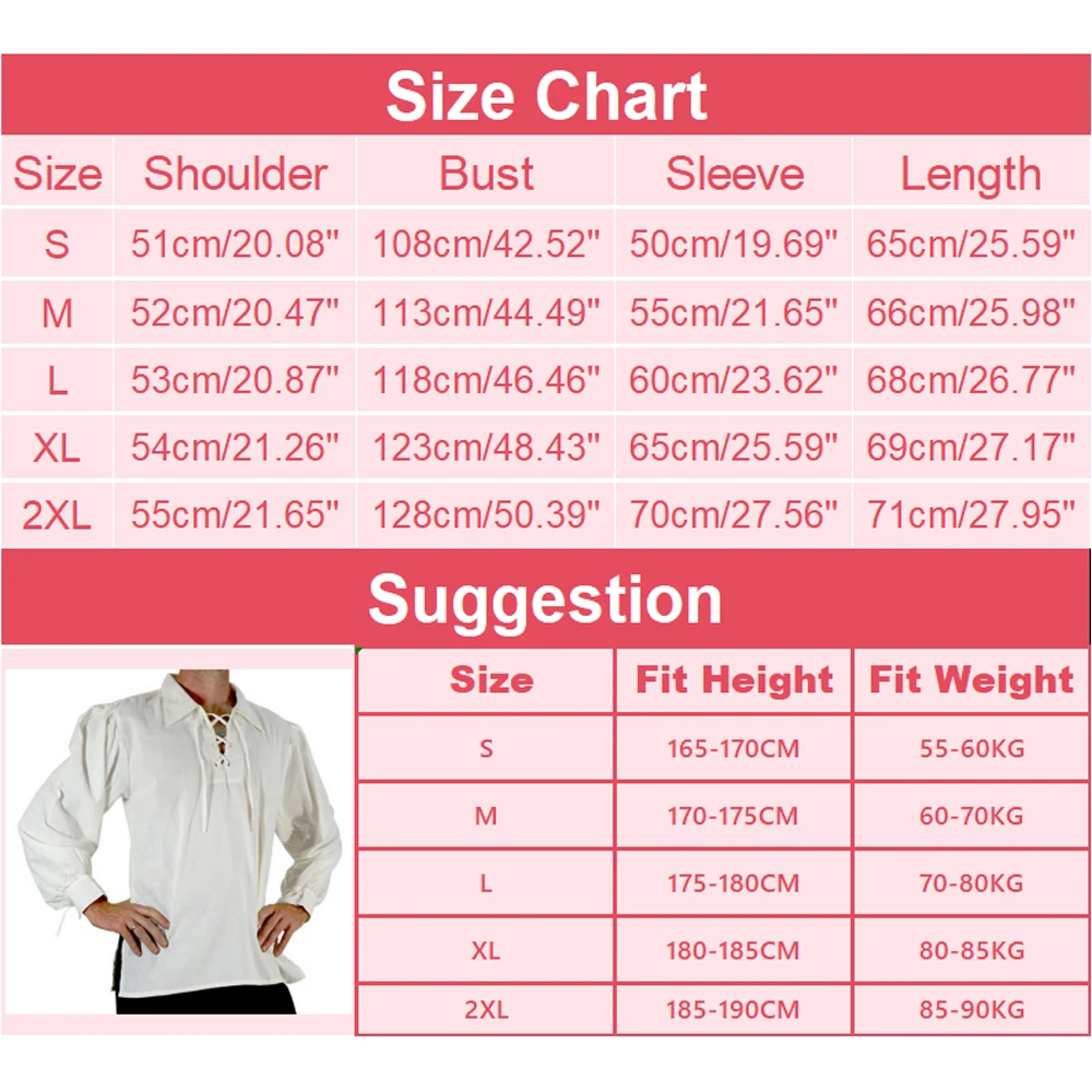 Herren Mittelalter Renaissance – Medieval Gothic Lace Up Pirate Shirt Bewertung und Preis