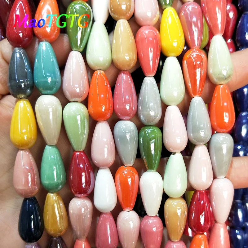 Multicolor Water Droplets Shaped Ceramic Beads For Jewelry Making DIY Necklace Bracelet 20x10mm Ceramic Beads Wholesale