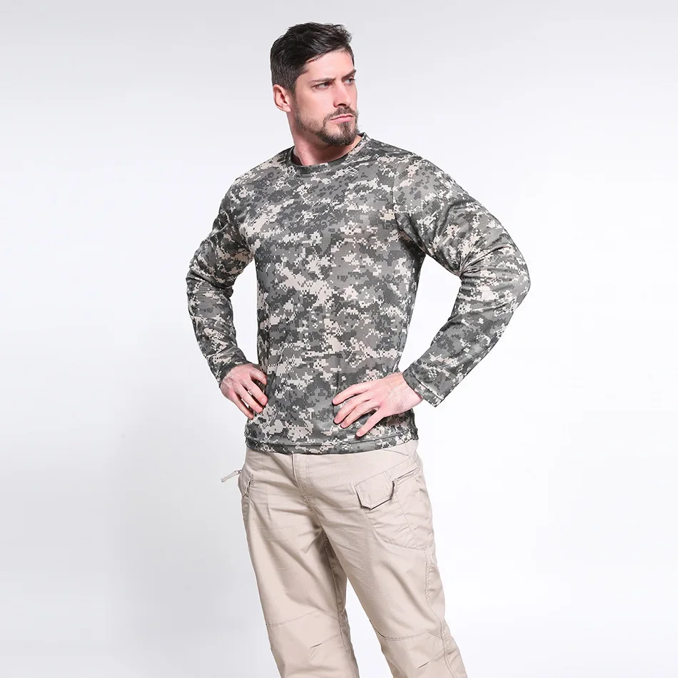 New Outdoor Clothing Slim Fit and Breathable Military Training Cycling Work Training Suit Camo Long Sleeve Quick Drying T-shirt
