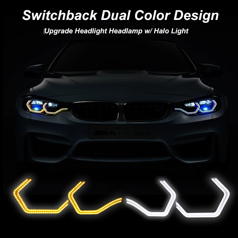 iJDM Concept M4 Iconic Style Dual-Color LED Angel Eye Halo Rings For BMW F30 F31 E60 E90 E92 E93 E61 E46 M3 M5 Light Retrofit view 3