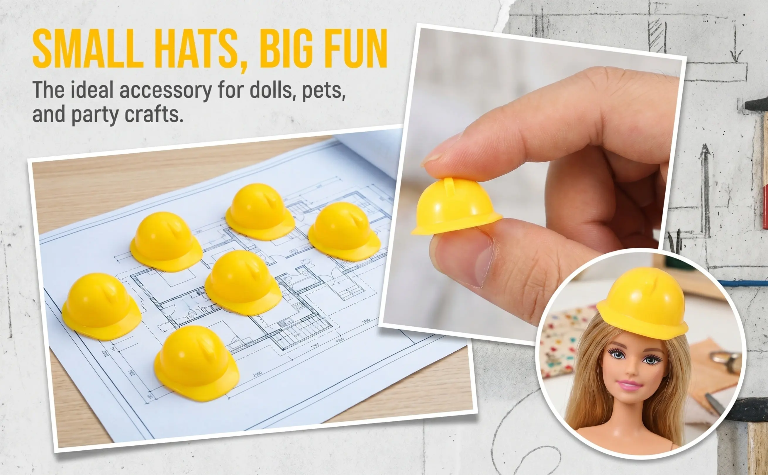 10Pcs Mini Construction Hat Small Plastic Safety Protective Cap for Pets Chickens Bird Head Gear Decor Mini Helmets