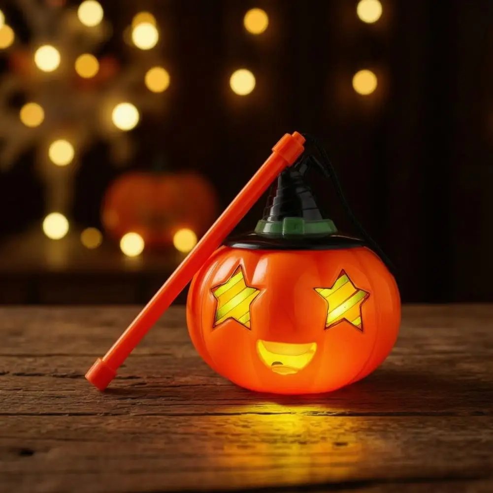 Pumpkin with Pole Halloween Pumpkin Lantern Led Light Up Handheld Decorative Plastic Lantern Battery Operated Kids for Children