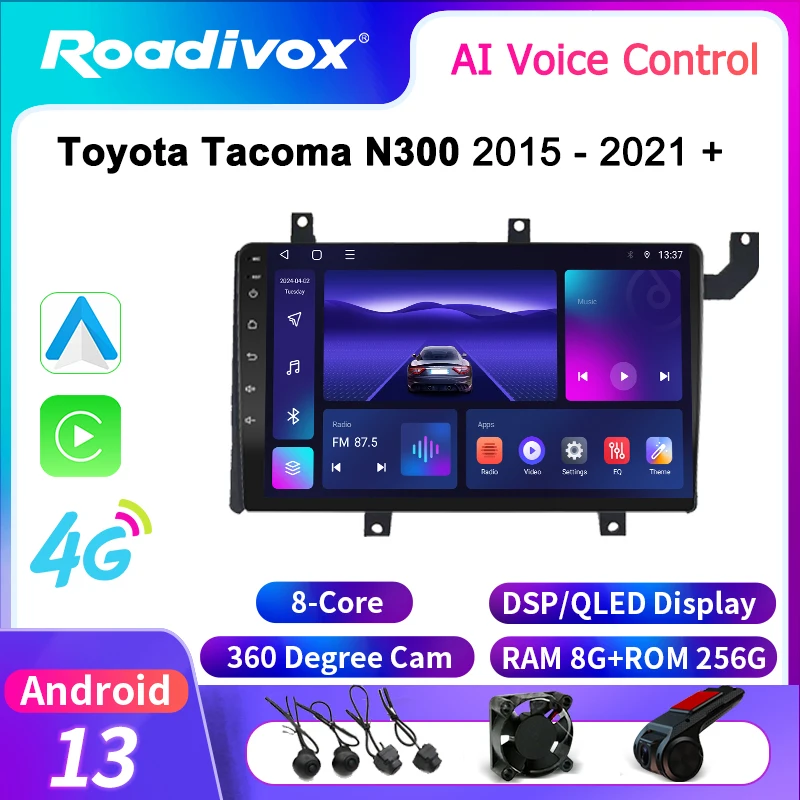 

Автомобильное радио Roadivox Android для Toyota Tacoma N300 2015 2021, GPS-навигация, видео, мультимедийный плеер, магнитофон, carplay