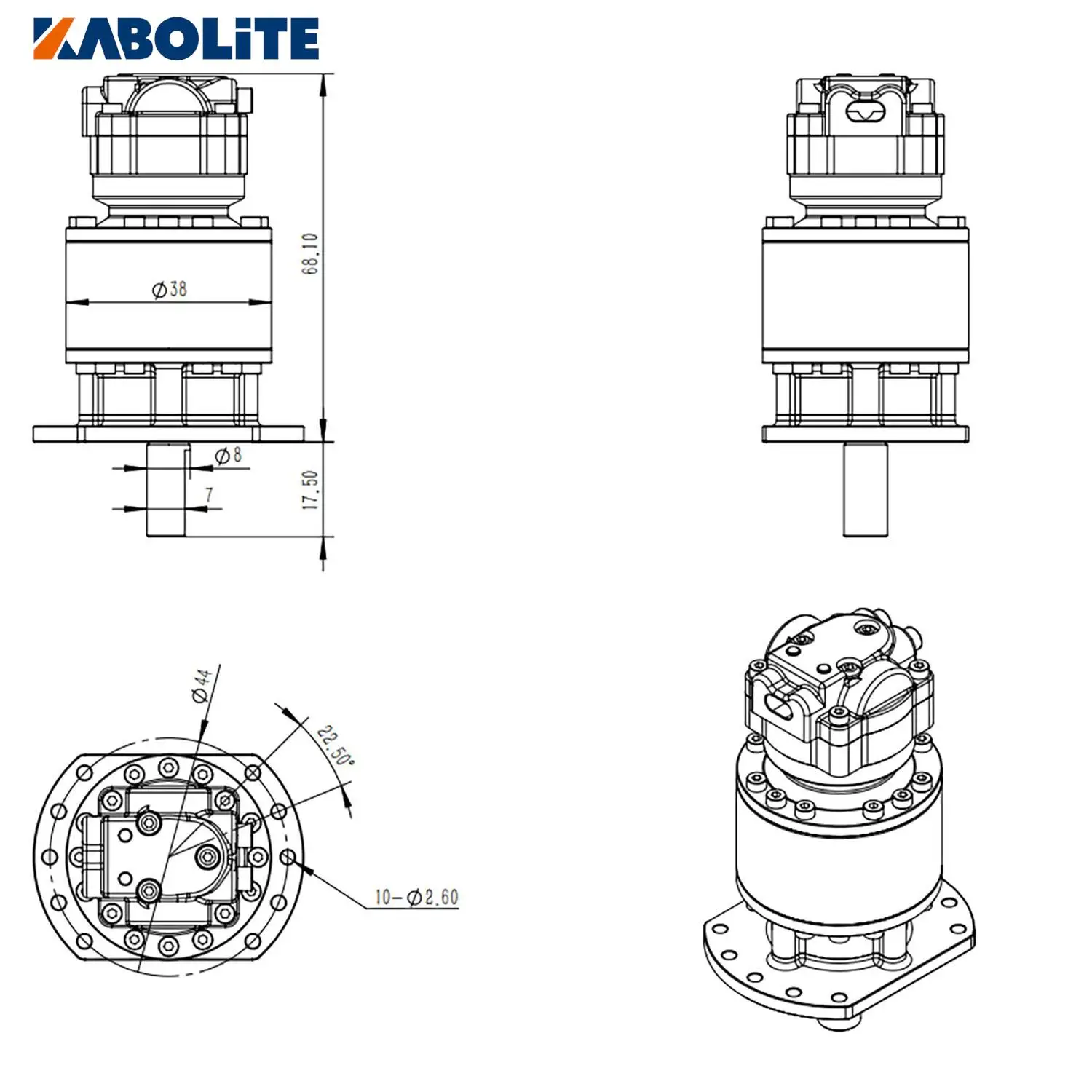 Metal Rotary Motor for  RC Hydraulic Excavator 1/12 1/14 RC Construction Vehicles Model Outdoor Toys Gifts