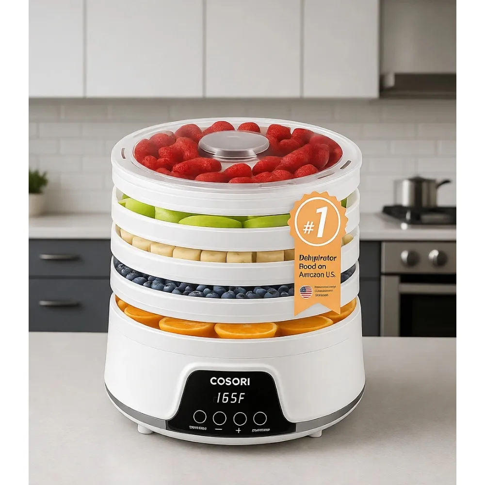 

Five Tray Food Dehydrator with 165F Temperature Control 48H Timer 350W Dryer for Jerky Fruit Herbs Meat Vegetables
