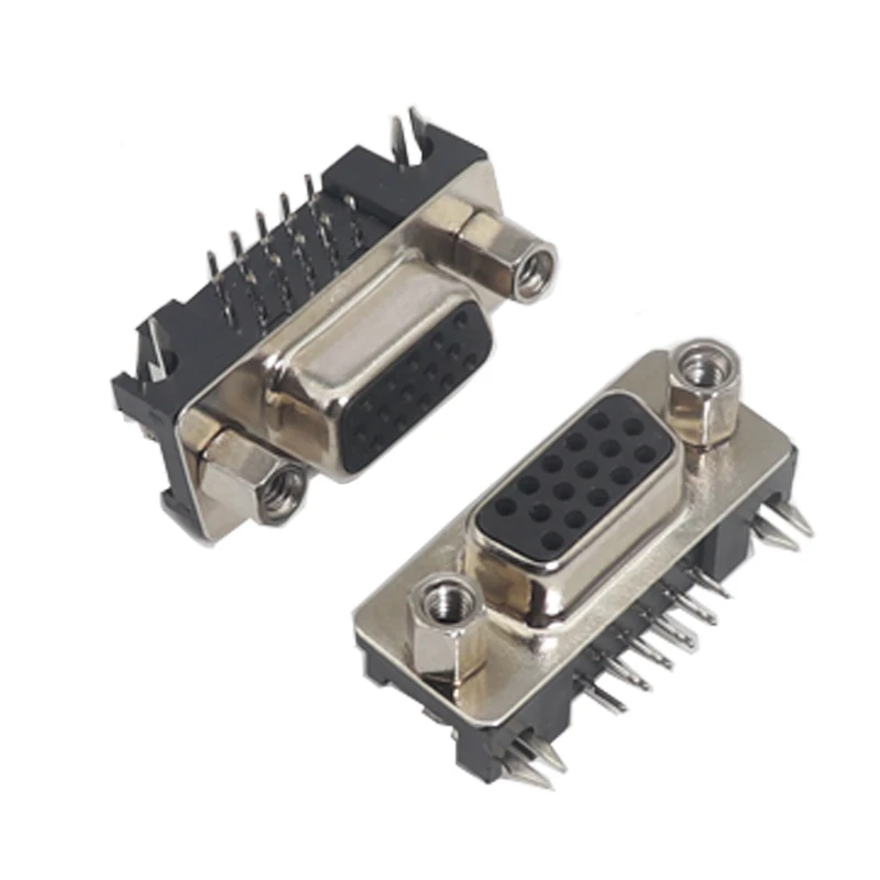 【30-5PCS】DB15 DR15 3 filas puerto paralelo 15 Pin D Sub hembra macho 15 vías PCB conector de 90 grados DB15 enchufe adaptador VGA