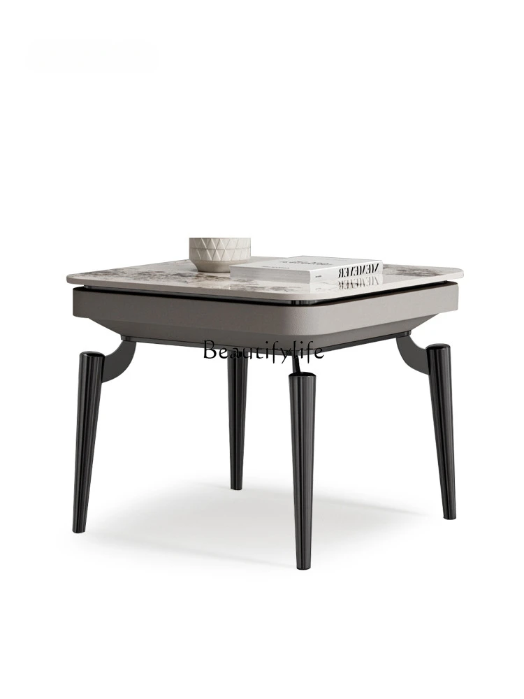 

Light Luxury Square Modern Creative Living Room Sofa Side Table Simple Stone Plate Small Coffee Table