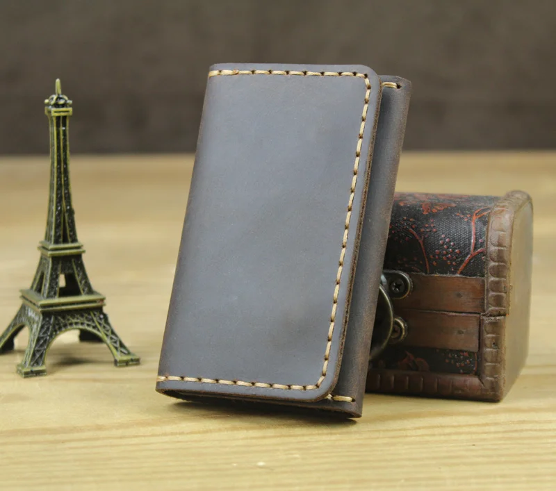 100% Handmade Vintage Genuine Leather Key Holder Men Wallet key case Women organizer Fashion pouch Bag