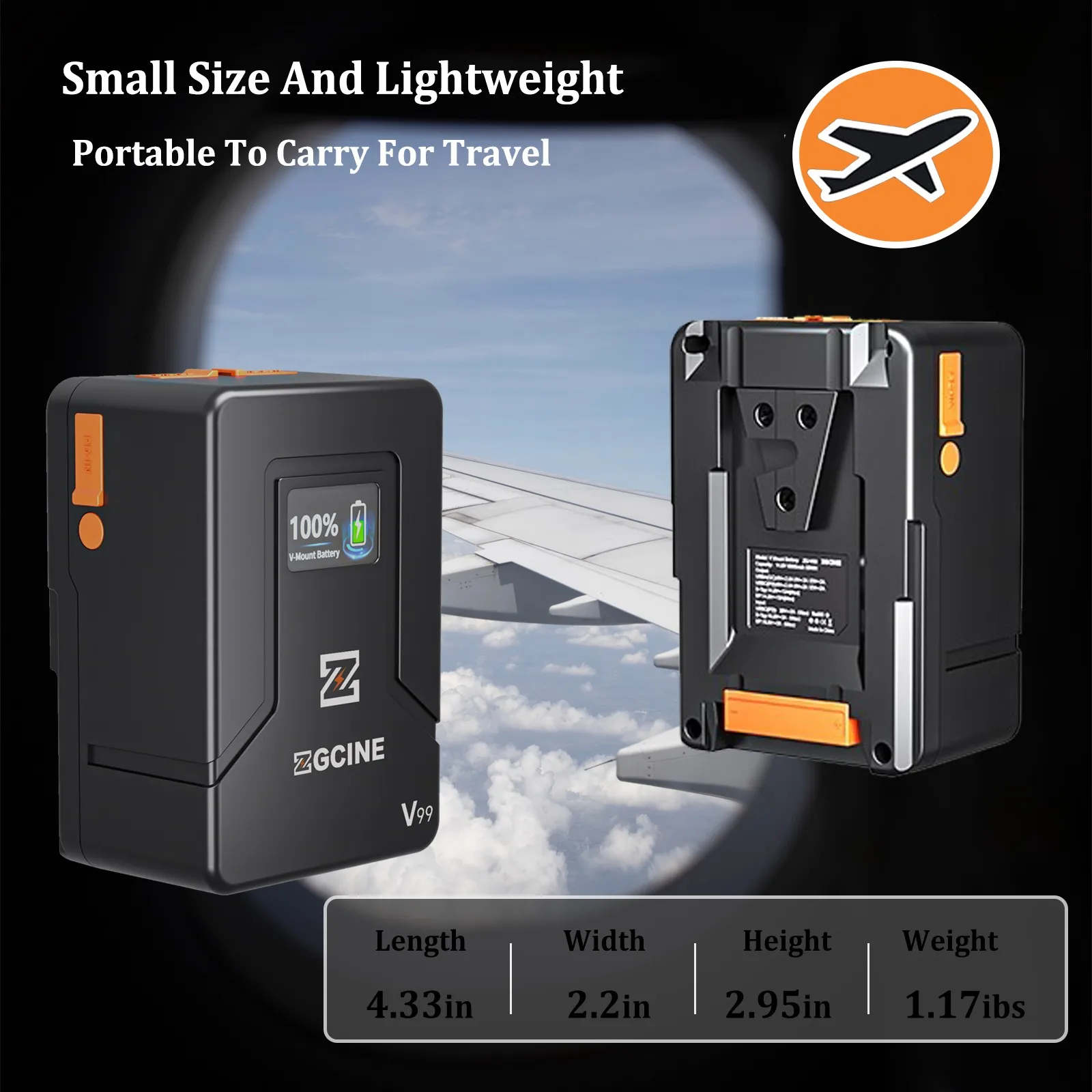 ZGCINE ZG-V99 فولت جبل بطارية 99Wh 14.8 فولت 6800 مللي أمبير بطارية ليثيوم أيون قابلة للشحن للضوء المستمر Aputure Amaran 60D/60X DSLR