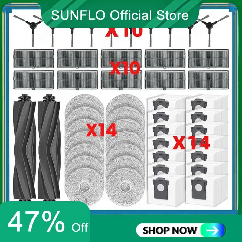 

50PCS Fordreame Mova E30 Ultra/Trouver E30 Ultra Vacuum Replacement Parts Main Side Brush Filter Mop Cloth Dust Bag