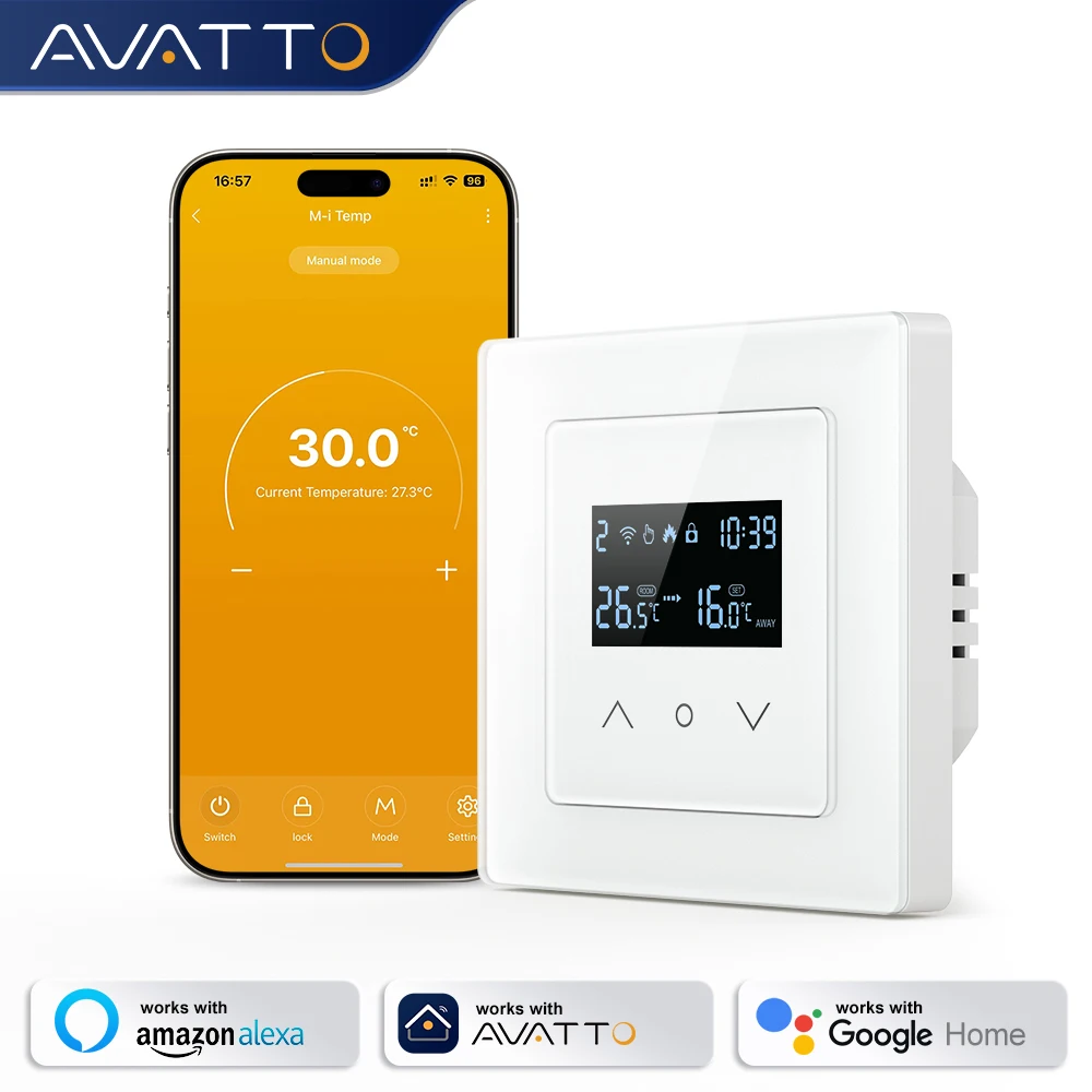 

AVATTO Tuya Wi-Fi умный термостат электрический подогрев пола водяной газовый котел контроль температуры работает с Alexa Google Home Alice