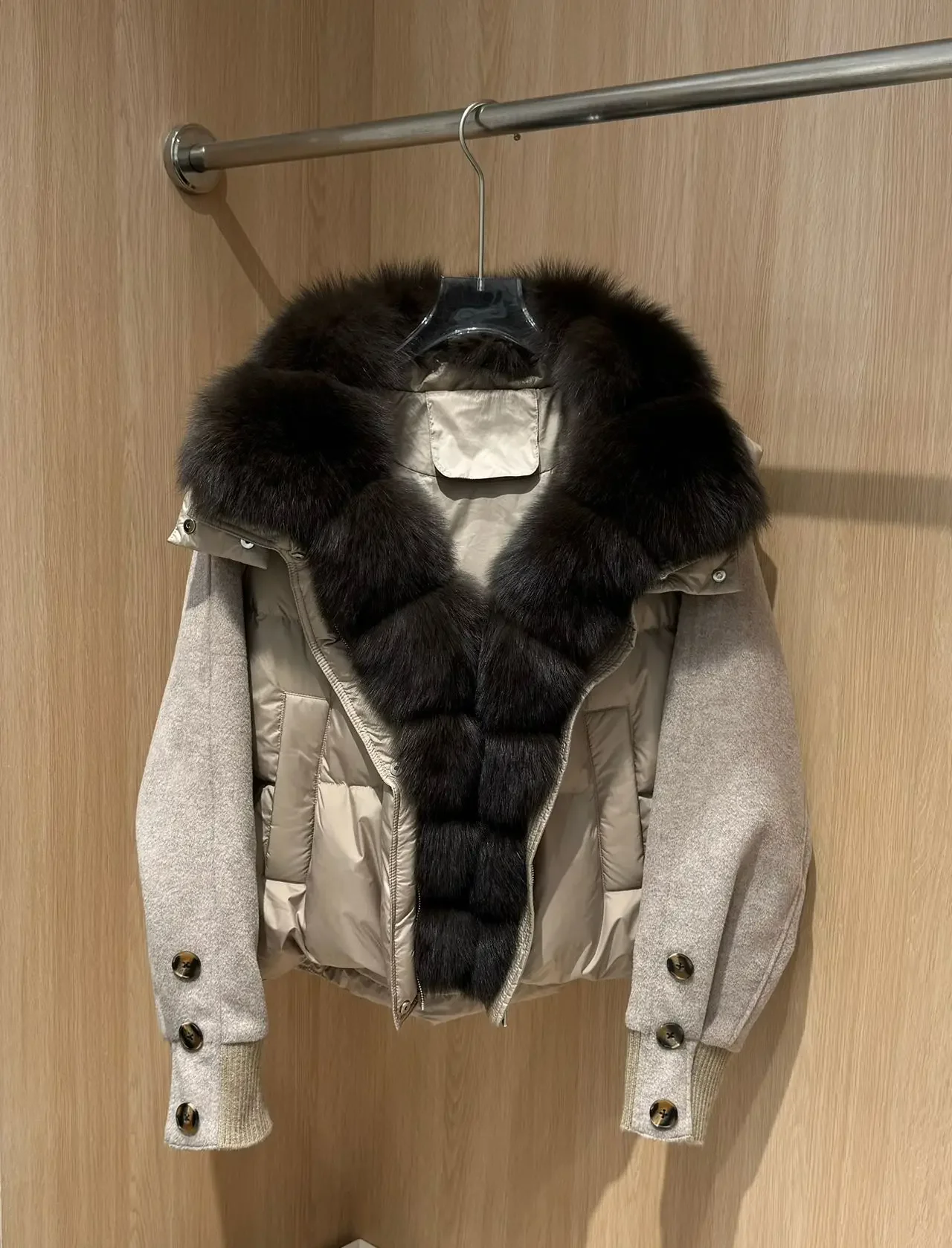 OFTBUY New Winter Warm Cropped Natural Fur Down Cclothing Women Short Duck Down Jacket Real Fox Fur Collar Puffer Coat Female