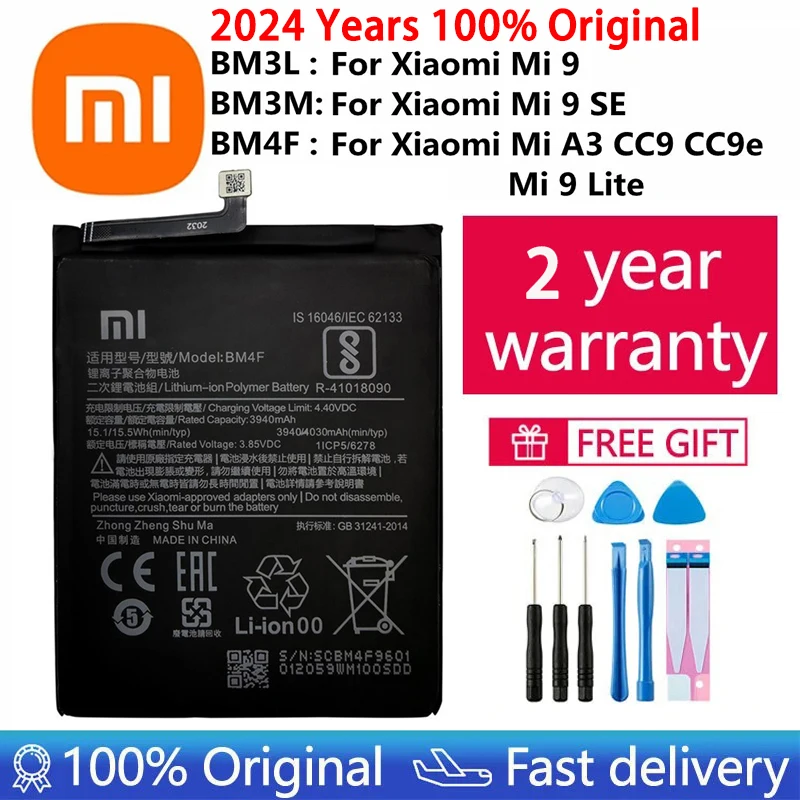 

2024 Years 100% Original Battery BM3L BM3M BM4F For Xiaomi Mi 9 Lite Mi9 Lite / Mi A3 CC9 CC9e / Mi 9 SE Mi9 SE Phone Batteries