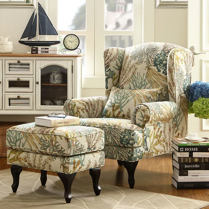 Tiger chair American single sofa retro single chair stool living room fabric balcony high back leisure small bedroom