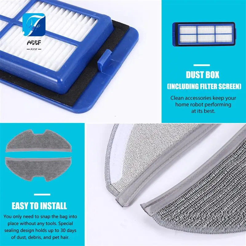 

A55F-для Eufy Robovac G10 G30 гибридный сменный фильтр, тканевая швабра, боковая щетка, запасные части для робота-пылесоса, аксессуары