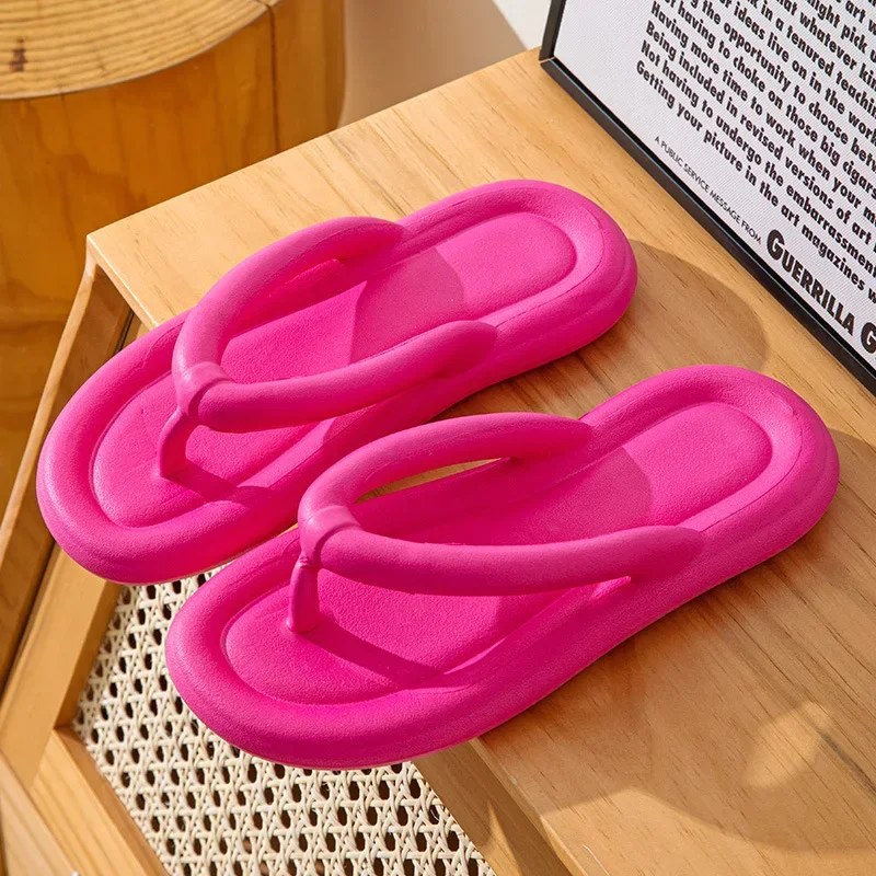 Summer Women's Candy-colored Flip-flops Flat Slippers Cute Soft Bottoms for Women Clip Toe Non-slip Slippers Comfortable Zapatos