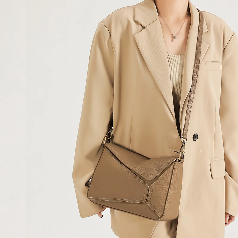 

Women Cow Leather Portable Classic Shoulder Bag Ladies Retro Natural Cowhide Crossbody Bags Female Fashion Luxury Design Handbag