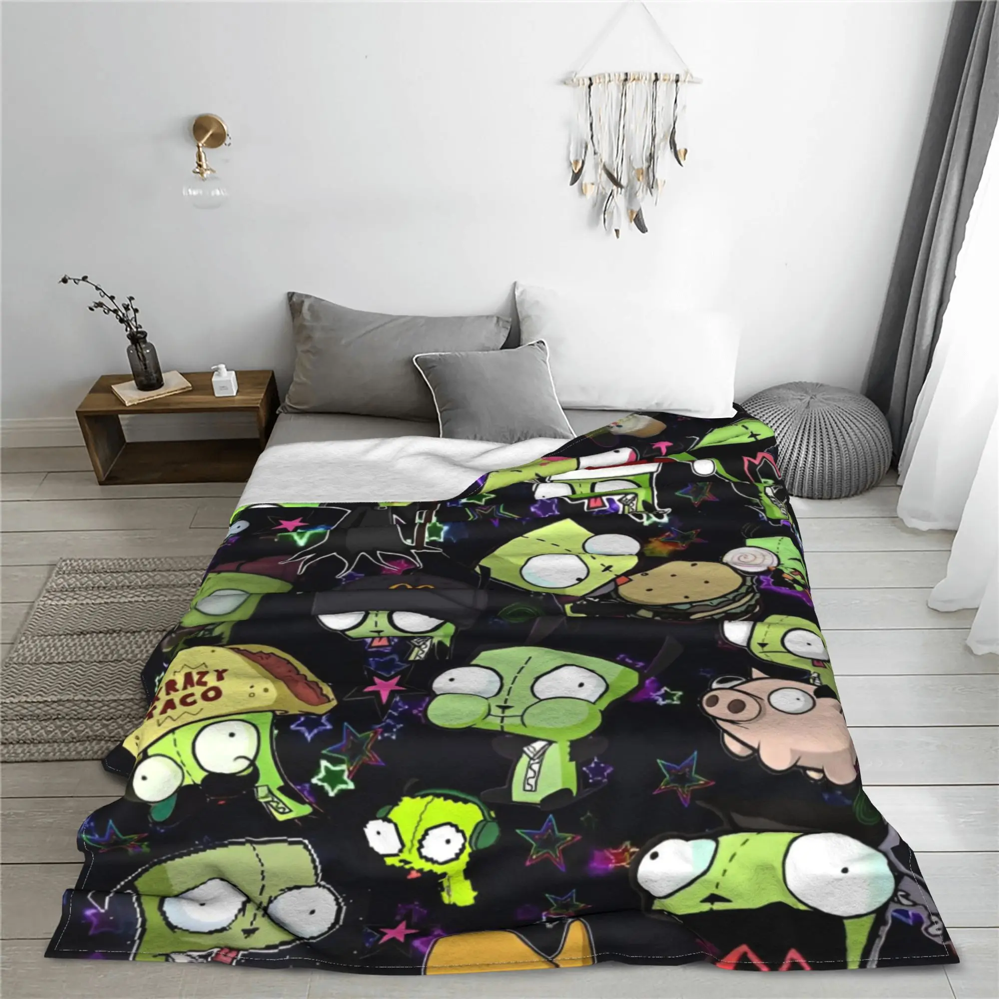 Invader Zim Gir Dib Robot Blankets Flannel Textile Decor  Portable Super Soft Throw Blanket for Bed Car Bedspread