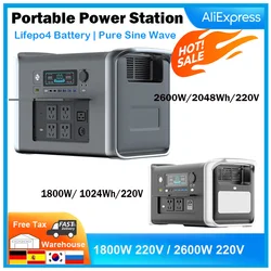 2600W(2048WH), 1800W(1024Wh) Portable Power Station, AC220V, Charging Stations, Easy to Carry, Lifepo4 Battery, Pure Sine Wave