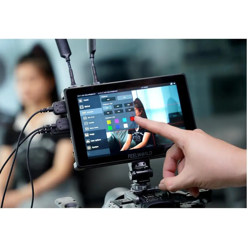 شاشة Feelworld SH7 مقاس 7 بوصات تعمل باللمس 2200nit HDR IPS 160 °   عرض 3D LUT SDI HDMI I/O F970 Power Kit Tilt Stand